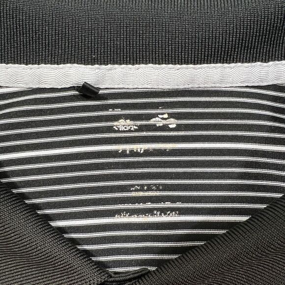 Adidas Men's XL Lightweight Short Sleeve Polo Black & White Striped Shirt - Picture 3 of 12